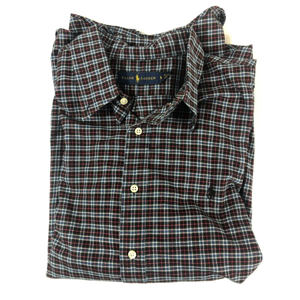 Ralph Lauren XXL Shirt Plaid Button Down 100% Cotton Long Sleeve Men's